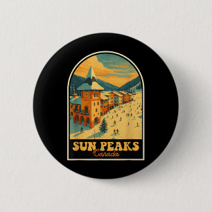 Badge Rond 5 Cm Sun Peaks Canada Design Vintage Village de ski rét