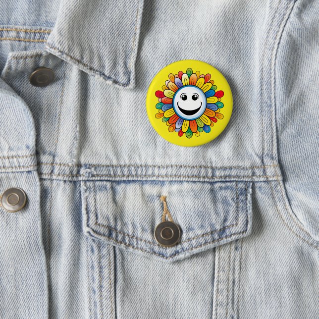 Badge Rond 5 Cm Sunny Ray Flower (En situation)