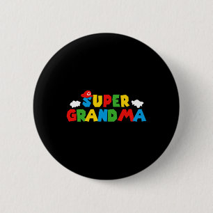 Badge Rond 5 Cm Super Gamer Grand-mère Funky Women Day Pour Les Mè