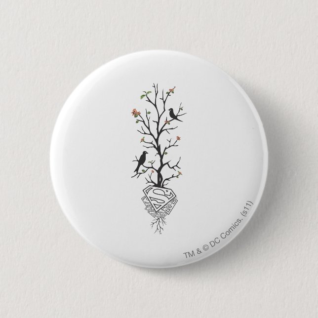 Badge Rond 5 Cm Super girl Birds in the Tree (Devant)