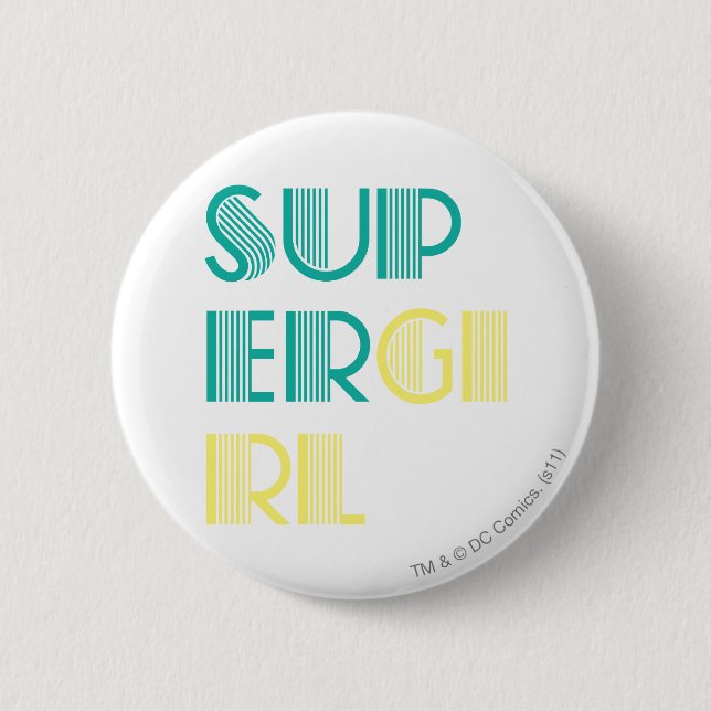 Badge Rond 5 Cm Super girl Green and Yellow (Devant)