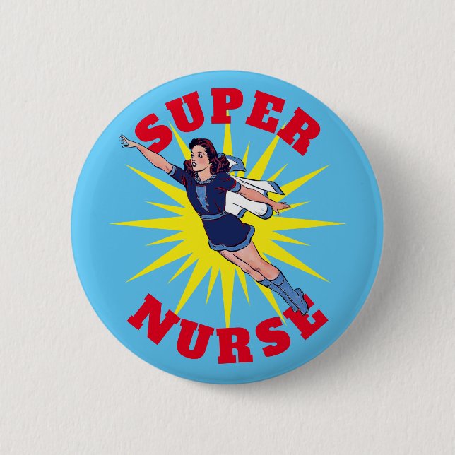Badge Rond 5 Cm Super infirmière héroïne Modèle (Devant)