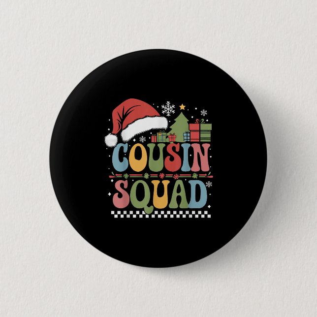 Badge Rond 5 Cm Super Noël Cousin Squad Xmas Matching Boys G (Devant)