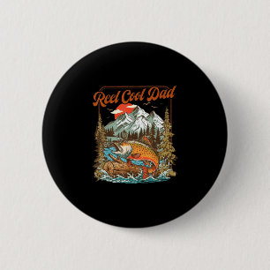 Badge Rond 5 Cm Super papa pêche à la ligne vintage truite arc-en-