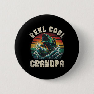 Badge Rond 5 Cm Super Papy de pêche Papy Fête des Pères Poisson