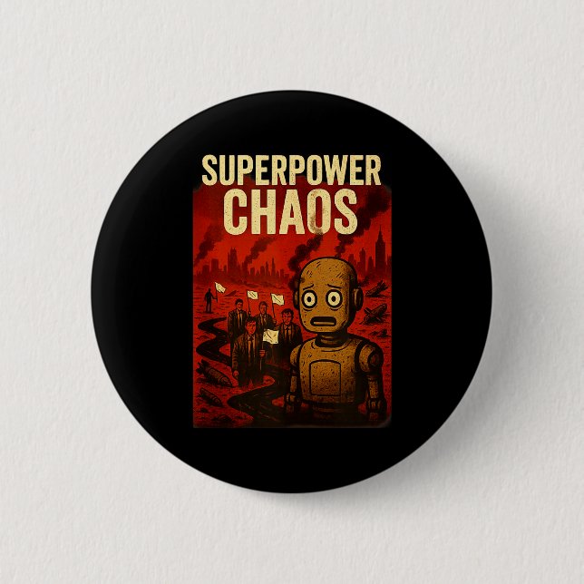 Badge Rond 5 Cm Super Wer Chaos Dystoan Satire War Consequences Gi (Devant)