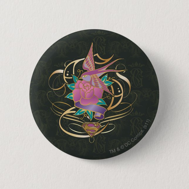 Badge Rond 5 Cm Supergirl Bird et Flower (Devant)