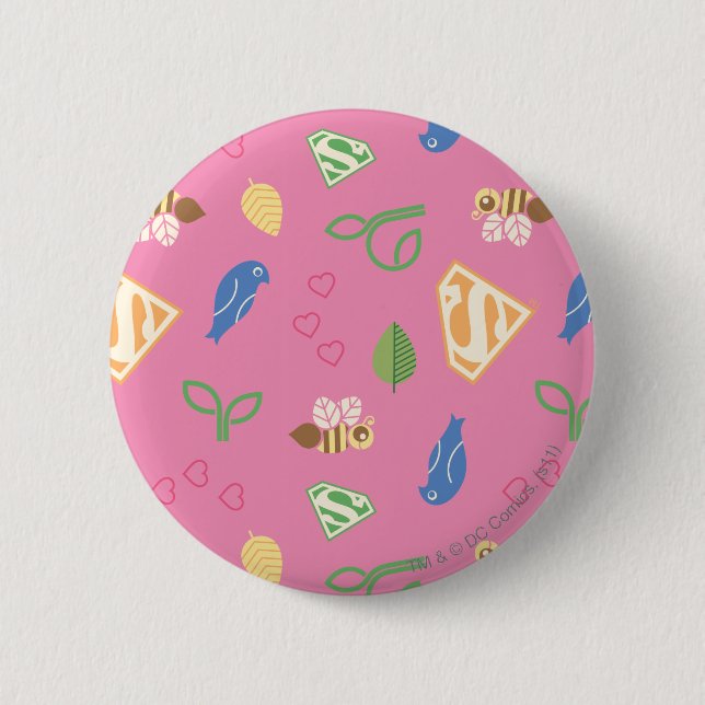 Badge Rond 5 Cm Supergirl Birds & Bees Pink (Devant)