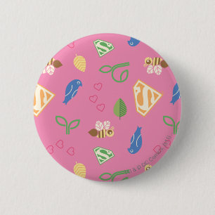 Badge Rond 5 Cm Supergirl Birds & Bees Pink