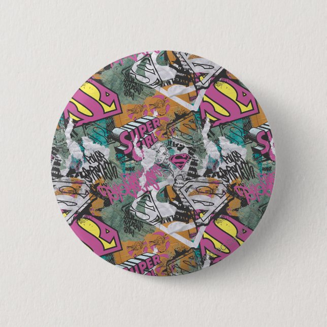 Badge Rond 5 Cm Supergirl Comic Capers Pattern 10 (Devant)
