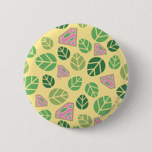 Badge Rond 5 Cm Supergirl Leaf Pattern