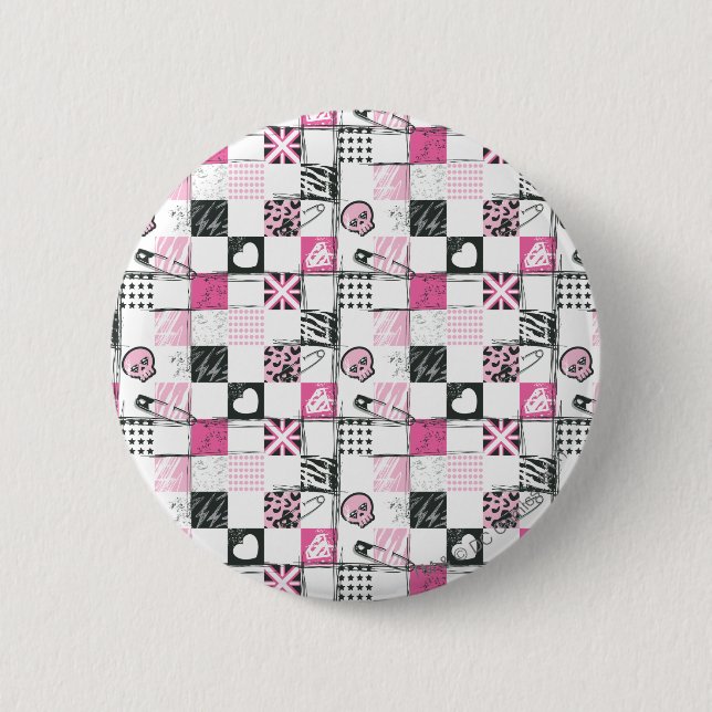 Badge Rond 5 Cm Supergirl Motif de crânes et de poupées (Devant)