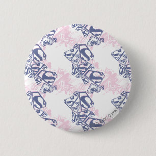 Badge Rond 5 Cm Supergirl Motif rose et violet