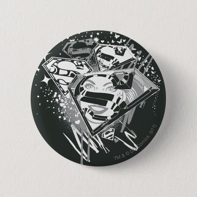 Badge Rond 5 Cm Supergirl noir et blanc (Devant)