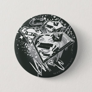 Badge Rond 5 Cm Supergirl noir et blanc