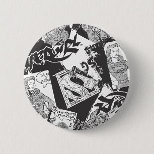Badge Rond 5 Cm Supergirl noir et blanc collage