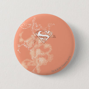 Badge Rond 5 Cm Supergirl Pêche motif floral