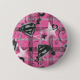 Badge Rond 5 Cm Supergirl Pink Splatter Carré