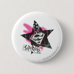 Badge Rond 5 Cm Supergirl Pink Spray Star Peinture