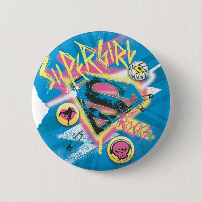 Badge Rond 5 Cm Supergirl Rocks (Devant)