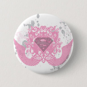Badge Rond 5 Cm Supergirl rose aile design