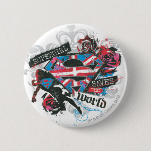 Badge Rond 5 Cm Supergirl sauve le monde
