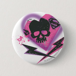 Badge Rond 5 Cm Supergirl Skuls et Lightning