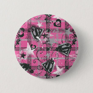 Badge Rond 5 Cm Supergirl Stars and Skuls Motif