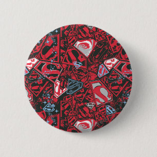 Badge Rond 5 Cm Supergirl Stary Motif rouge