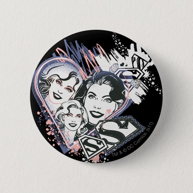 Badge Rond 5 Cm Supergirl Visage Collage (Devant)