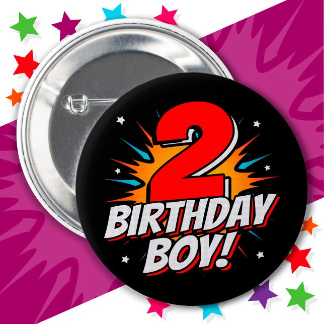 Badge Rond 5 Cm Superhero 2 ans Anniversaire Garçon 2e Anniversair (Créateur téléchargé)
