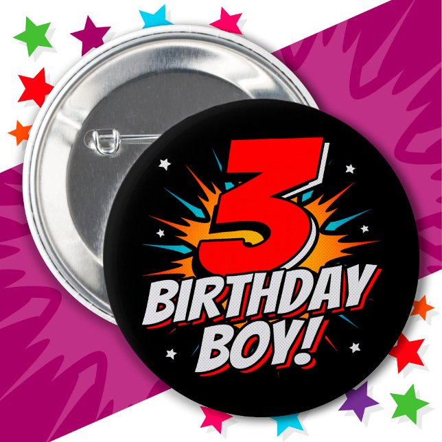 Badge Rond 5 Cm Superhero 3 ans Anniversaire Garçon 3e Anniversair (Créateur téléchargé)