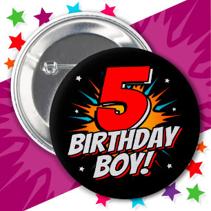 Badge Rond 5 Cm Superhero 5 ans Anniversaire Garçon 5e Anniversair