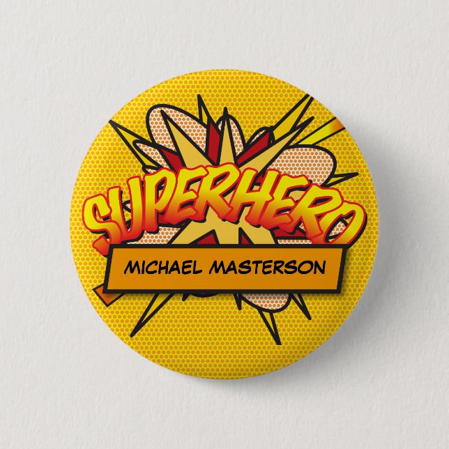 Badge Rond 5 Cm SUPERHERO Fun Modern Comic Book Personnalisé (Devant)