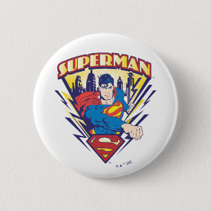 Badge Rond 5 Cm Superman avec électricité