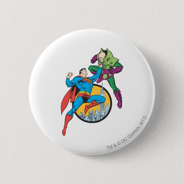 Badge Rond 5 Cm Superman combat Lex Luthor (Devant)