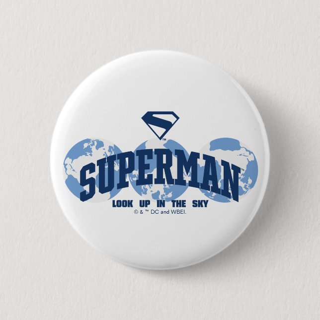 Badge Rond 5 Cm Superman dans le monde (Devant)