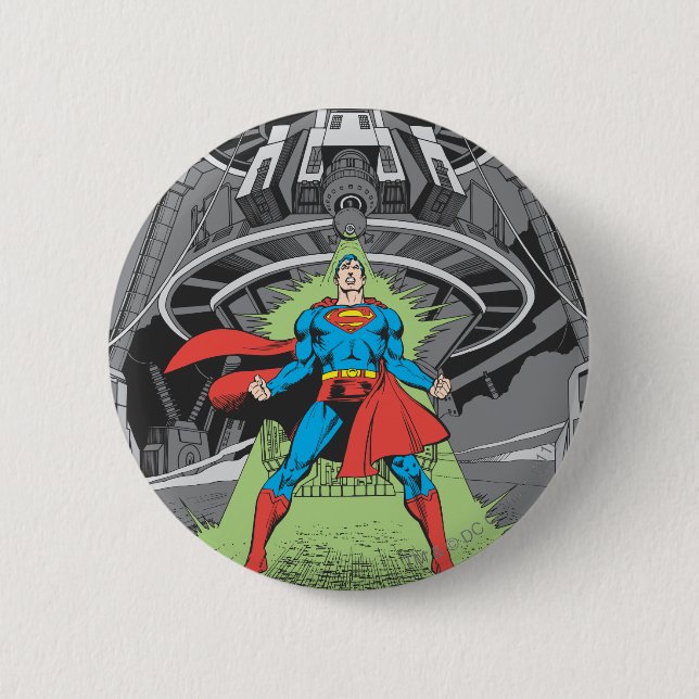 Badge Rond 5 Cm Superman exposé à la kryptonite (Devant)