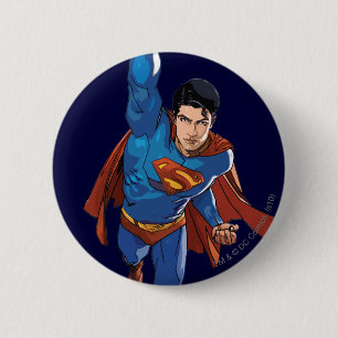 Badge Rond 5 Cm Superman Flying Forward