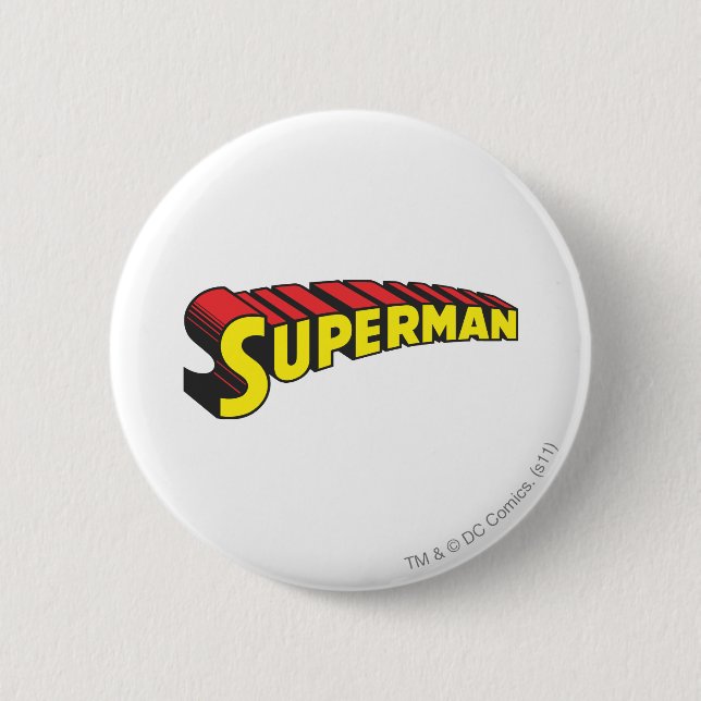 Badge Rond 5 Cm Superman | Logo de lettres rouges jaunes (Devant)