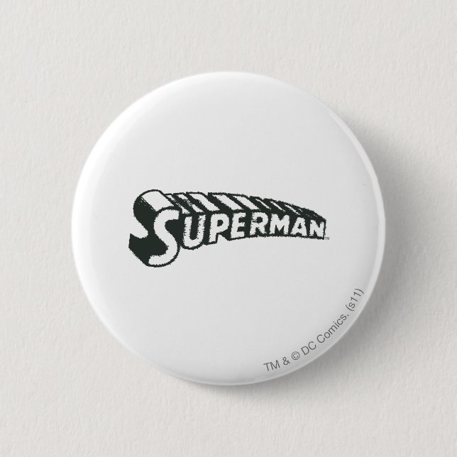 Badge Rond 5 Cm Superman | Logo Lettres Grunge (Devant)