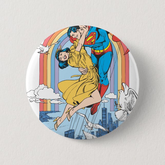 Badge Rond 5 Cm Superman & Lois en jaune (Devant)