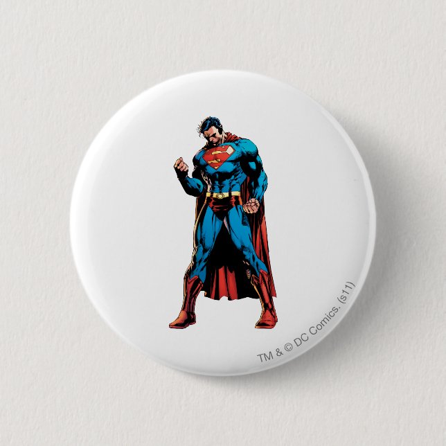 Badge Rond 5 Cm Superman - Main dans le poing (Devant)