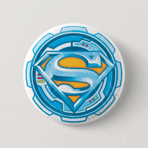 Badge Rond 5 Cm Superman S-Shield   Logo d'engrenage