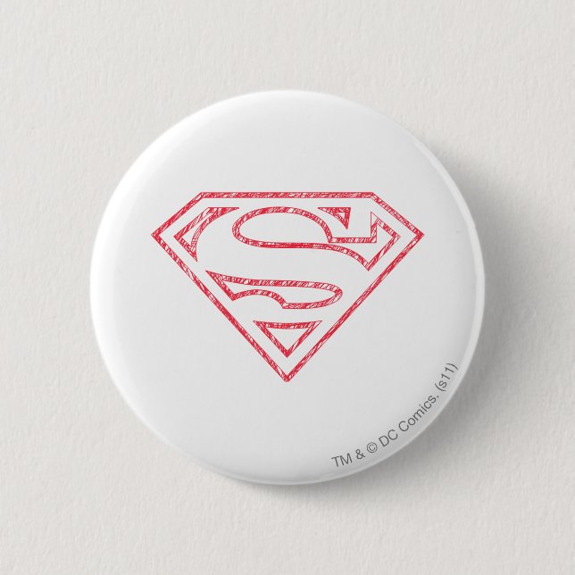 Badge Rond 5 Cm Superman S-Shield | Logo en ligne rouge (Devant)