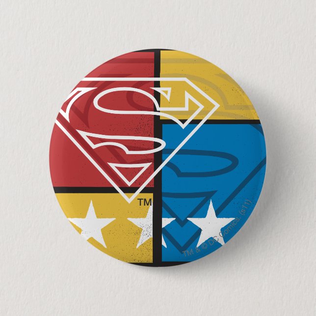 Badge Rond 5 Cm Superman Shield avec étoiles (Devant)