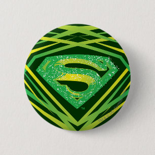 Badge Rond 5 Cm Superman Stylisé   Logo Décoratif Vert