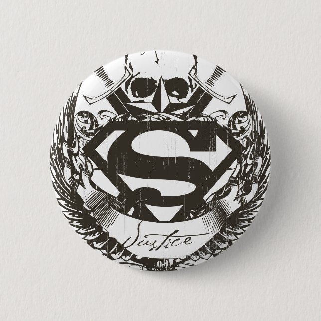 Badge Rond 5 Cm Superman Stylisé | Logo Justice (Devant)