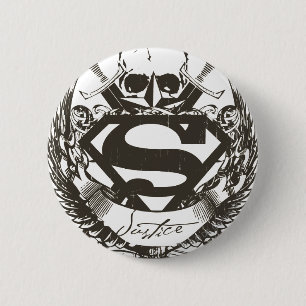 Badge Rond 5 Cm Superman Stylisé   Logo Justice