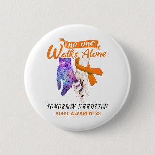 Badge Rond 5 Cm Support TDAH Sensibilisation Cadeaux de ruban